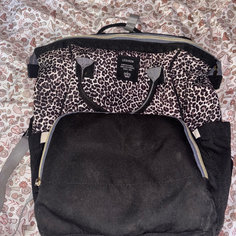 Black and Leopard Print Women's  Bag